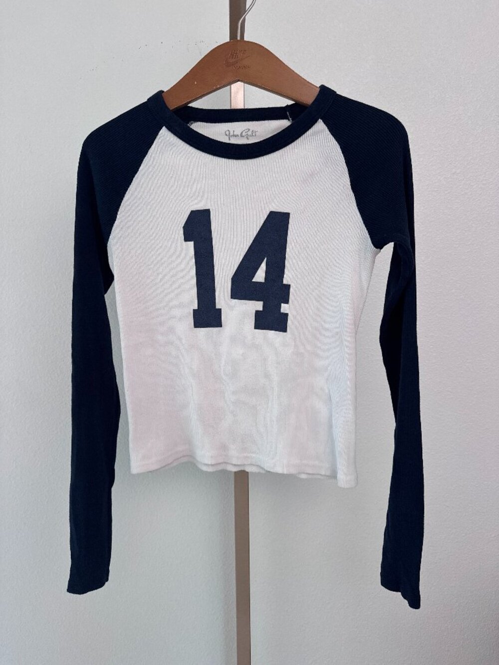 John Galt Bella 14 Raglan Long Sleeve Baseball Tee White Baby Tee Style PacSun